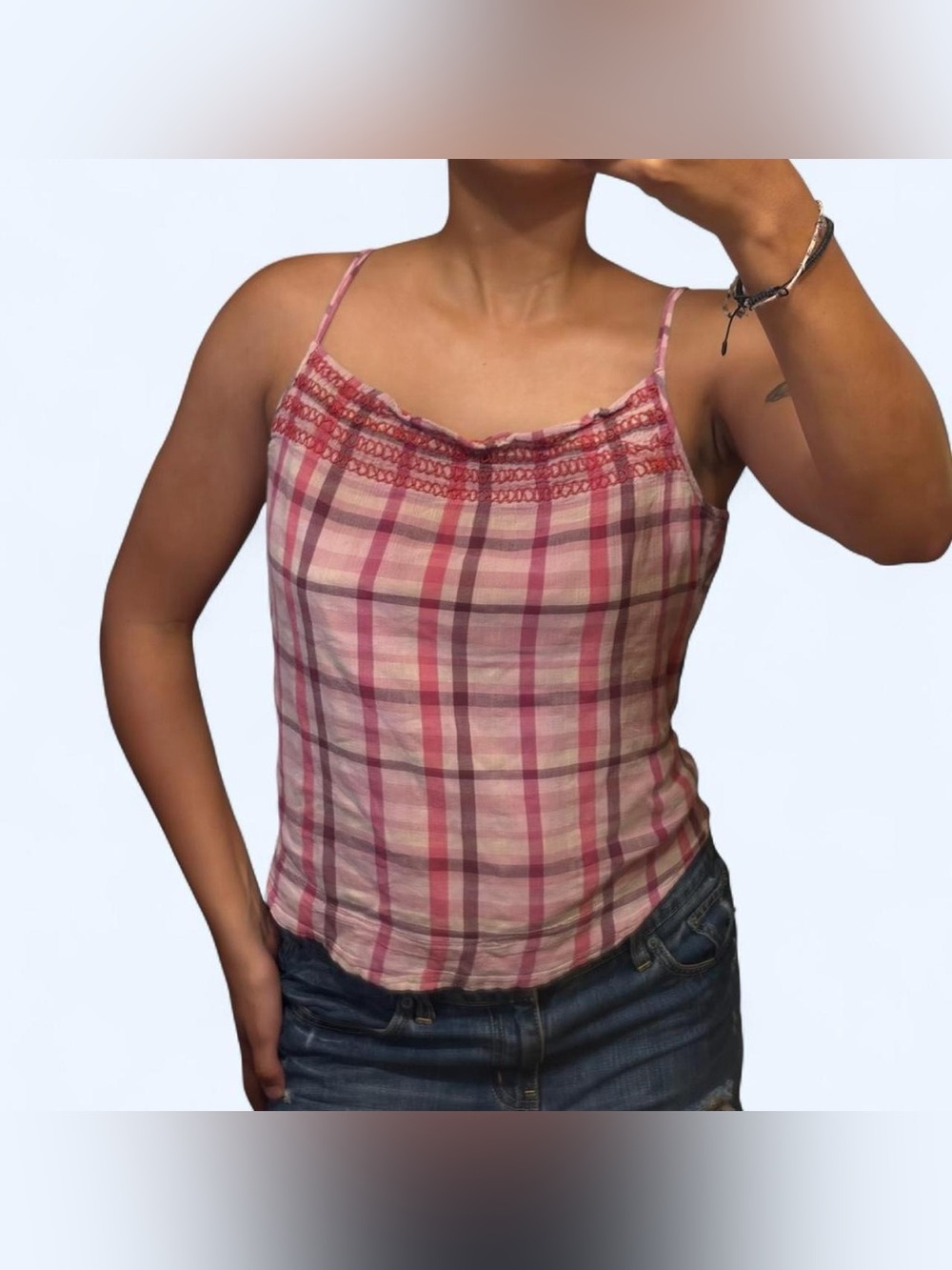 Y2K Pink Plaid Babydoll Top by Gap!